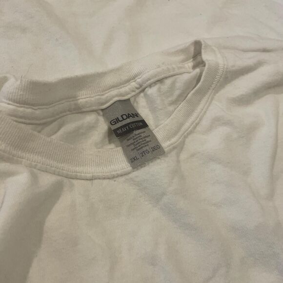 gildan white and blue graffiti logo graphic paint shop tshirt size 2xl - Picture 8 of 8